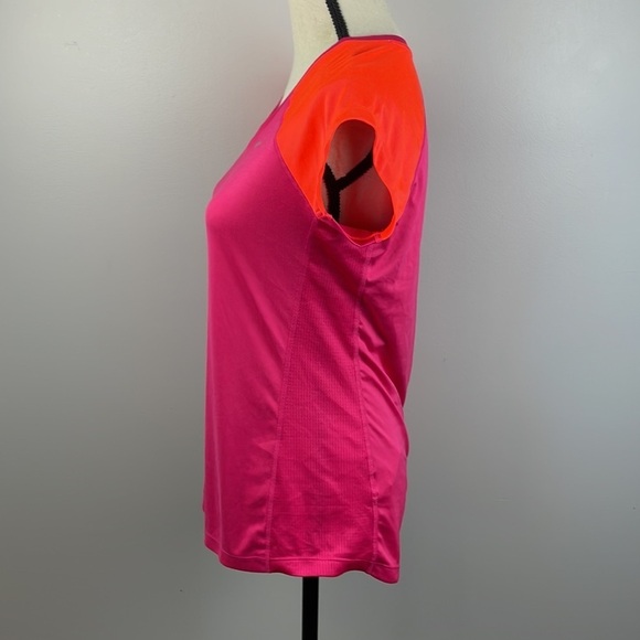 Nike Miler Running Dri-Fit Shirt Women Medium Short Sleeve Pink/Orange - Picture 6 of 13